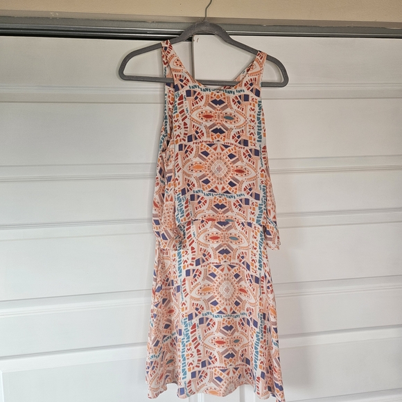 Dolce Vita 100% Silk Open Back Mini Dress - Small - Aztec Tribal Print - Picture 2 of 7